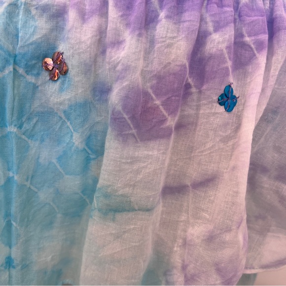 🦋Juliet Dunn🦋Aqua Ombré Off Shoulder Sequins Ruffle Dress NWT Size M - Picture 8 of 16